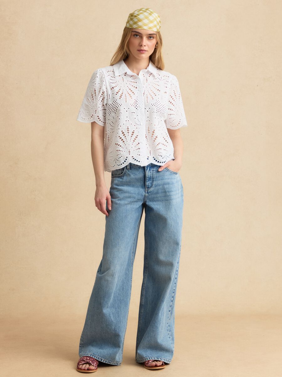 White pure cotton broderie anglaise shirt_2