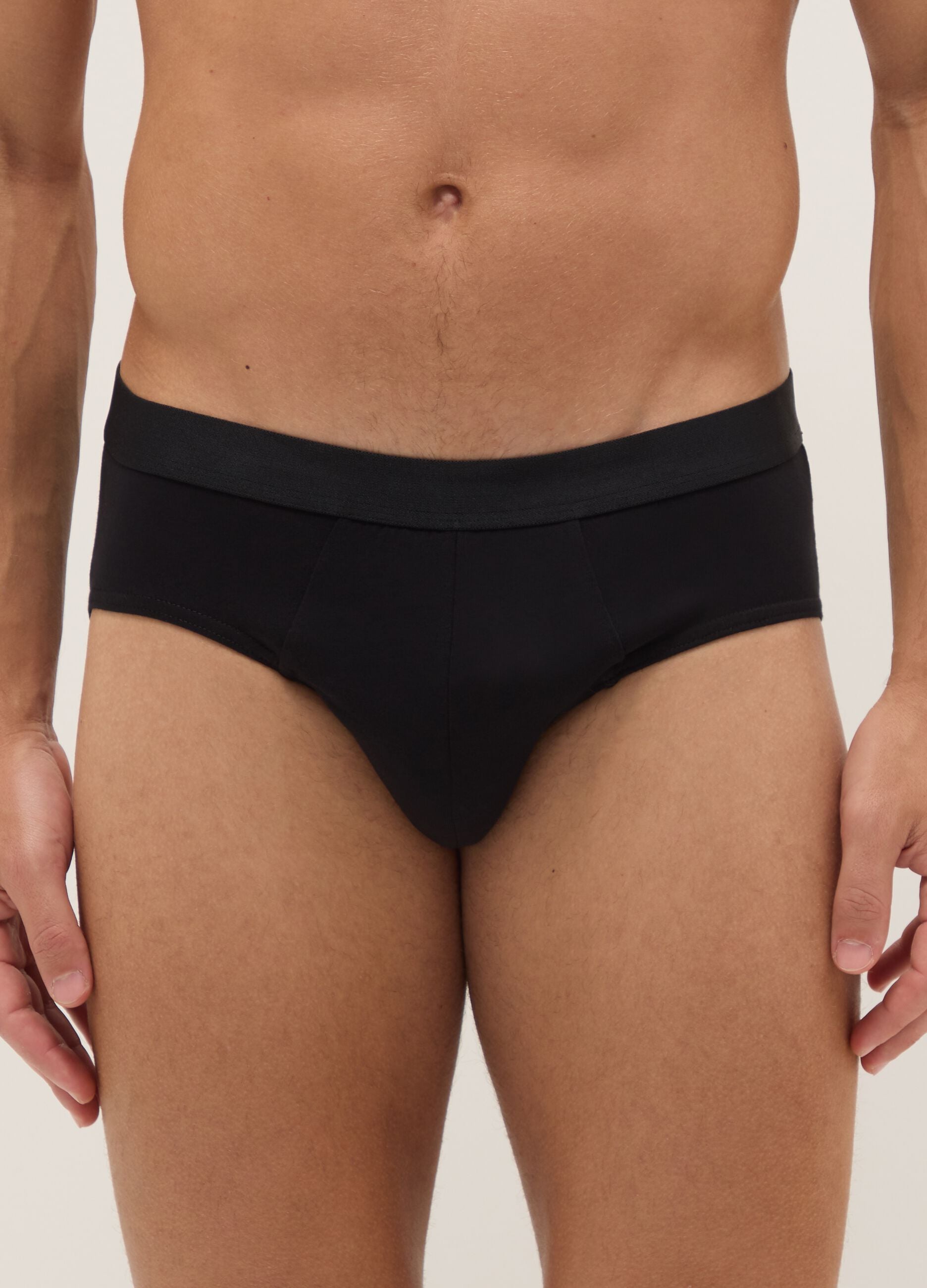Pack of three black stretch cotton briefs regular fit