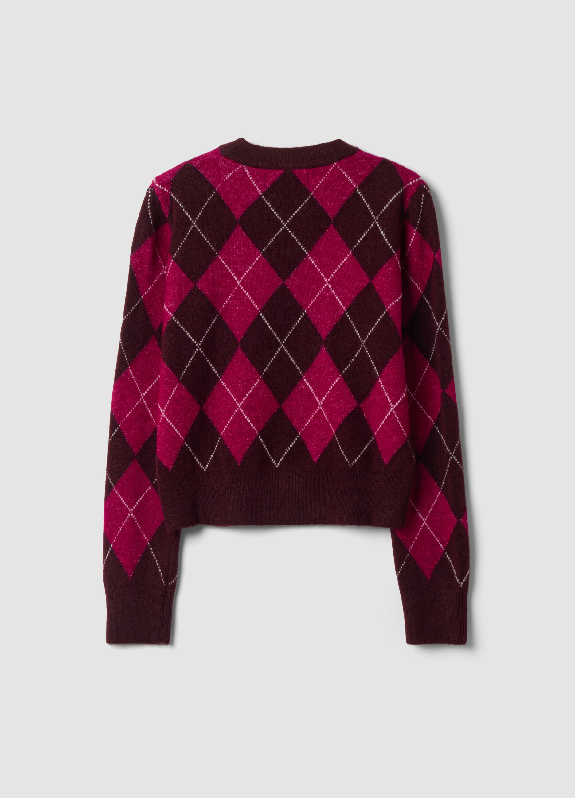 Purple stretch wool crew-neck jumper