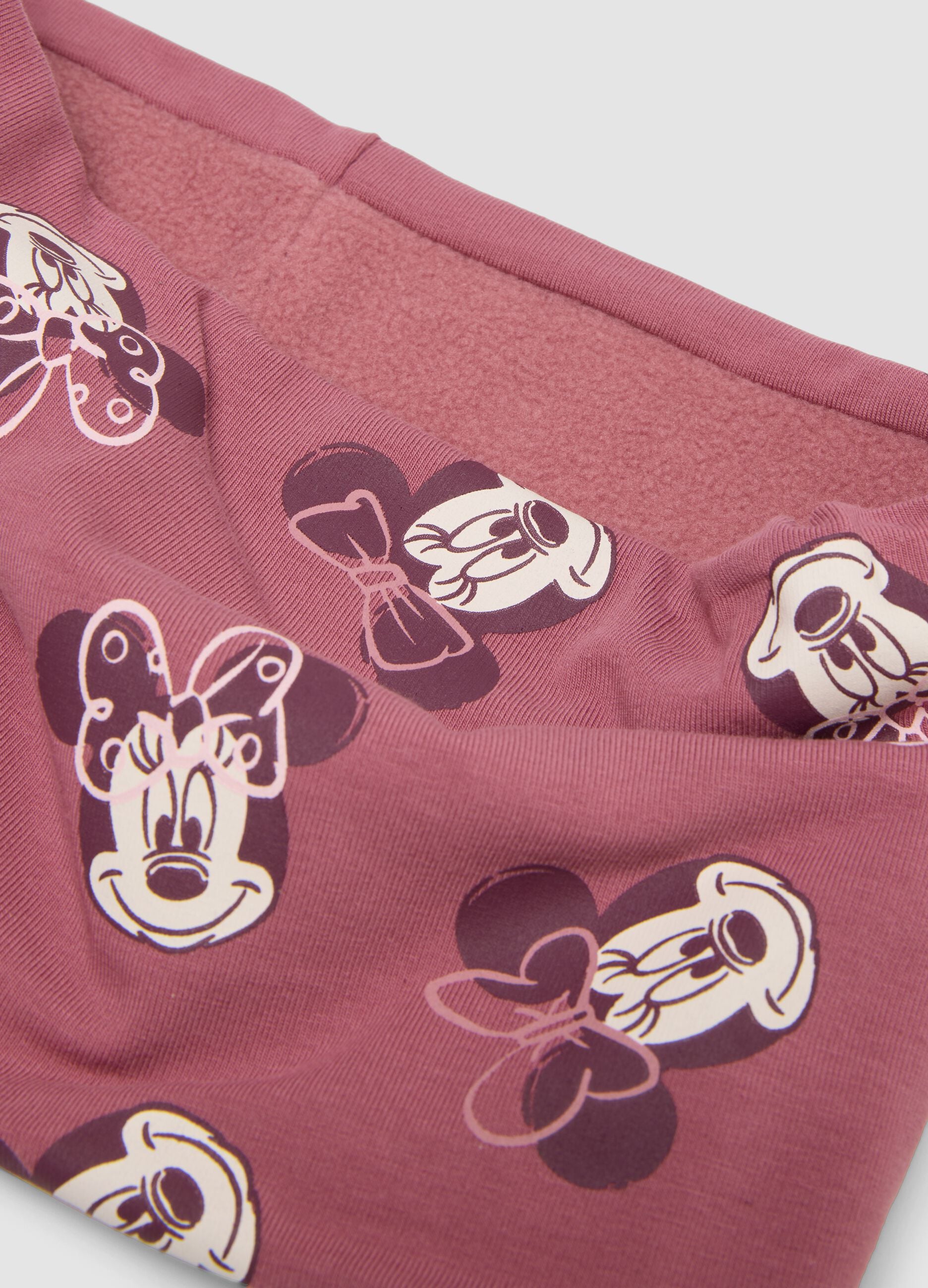 Pink Minnie print stretchy organic cotton scarf for girls