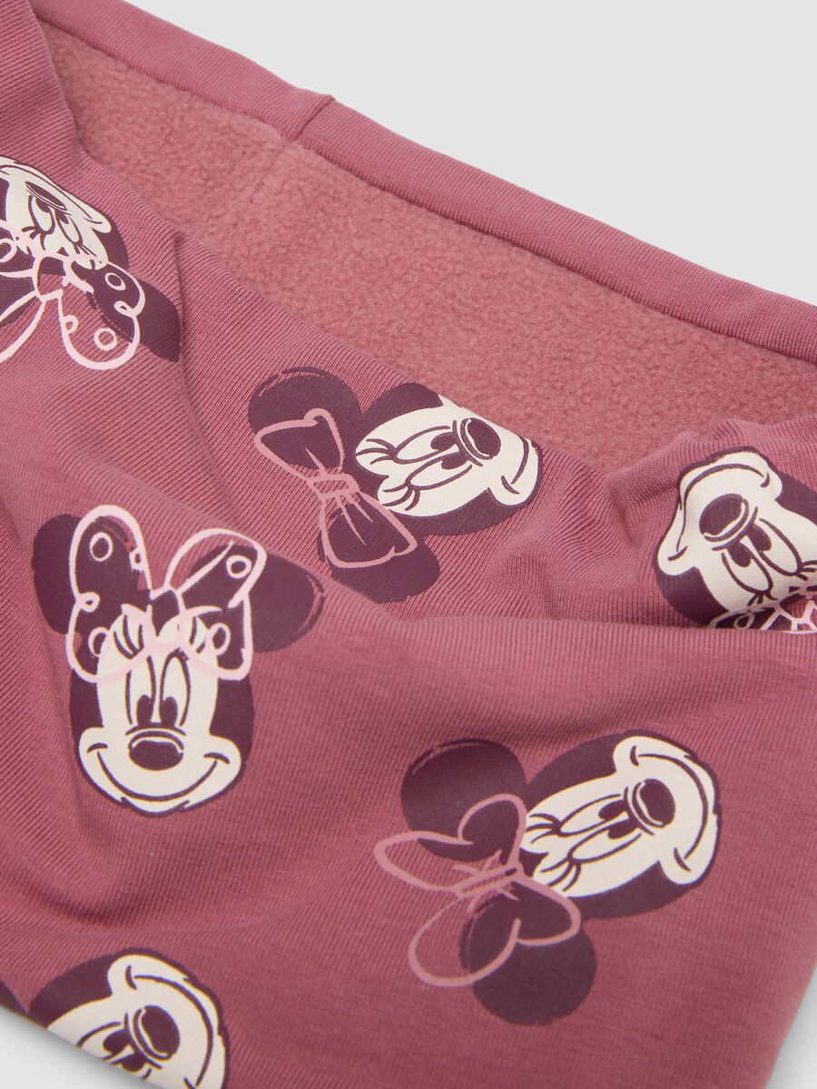 Pink Minnie print stretchy organic cotton scarf for girls_1