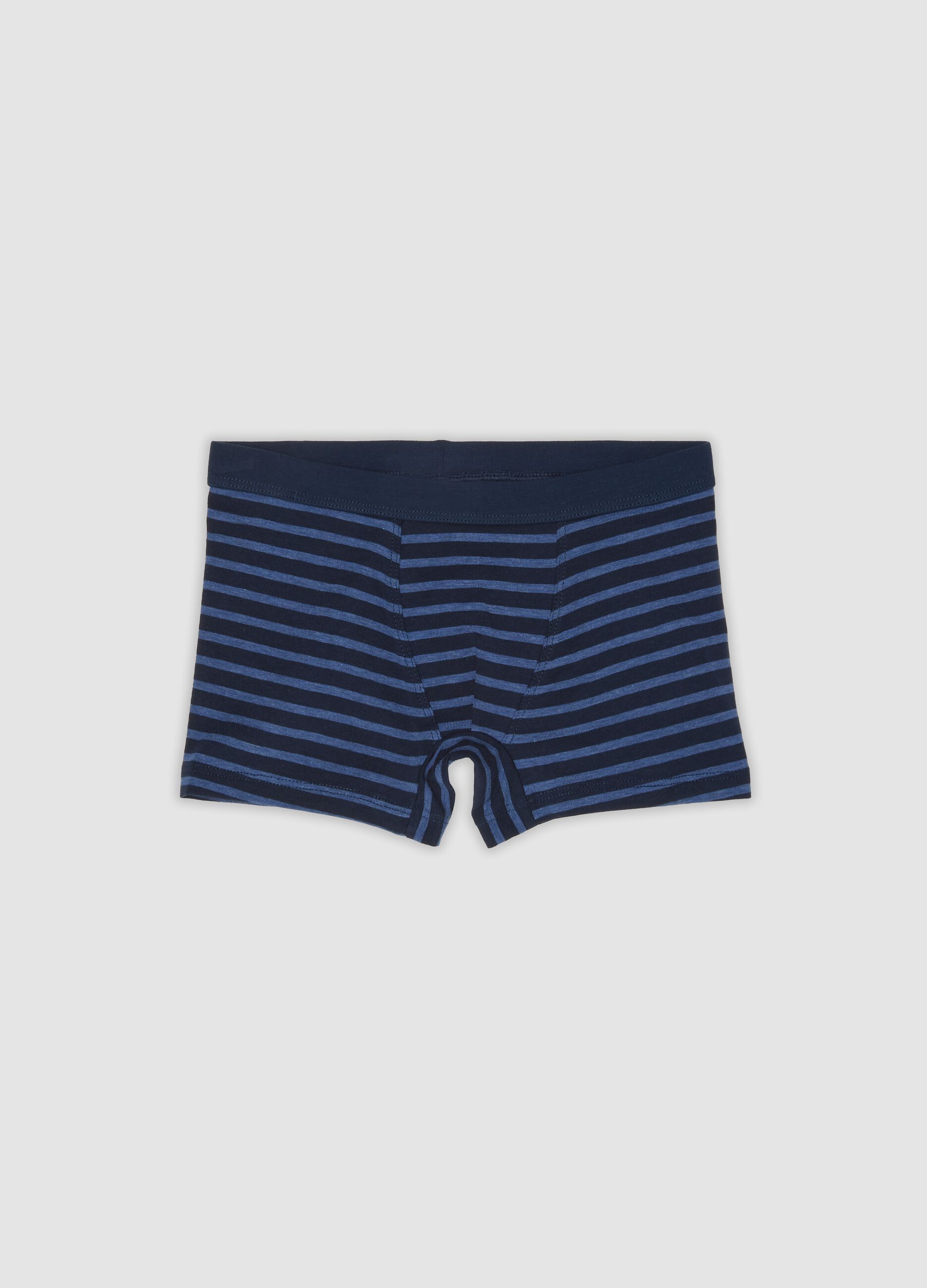 Blue striped organic stretch cotton midi boxer shorts for boys
