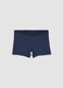 Blue striped organic stretch cotton midi boxer shorts for boys_0