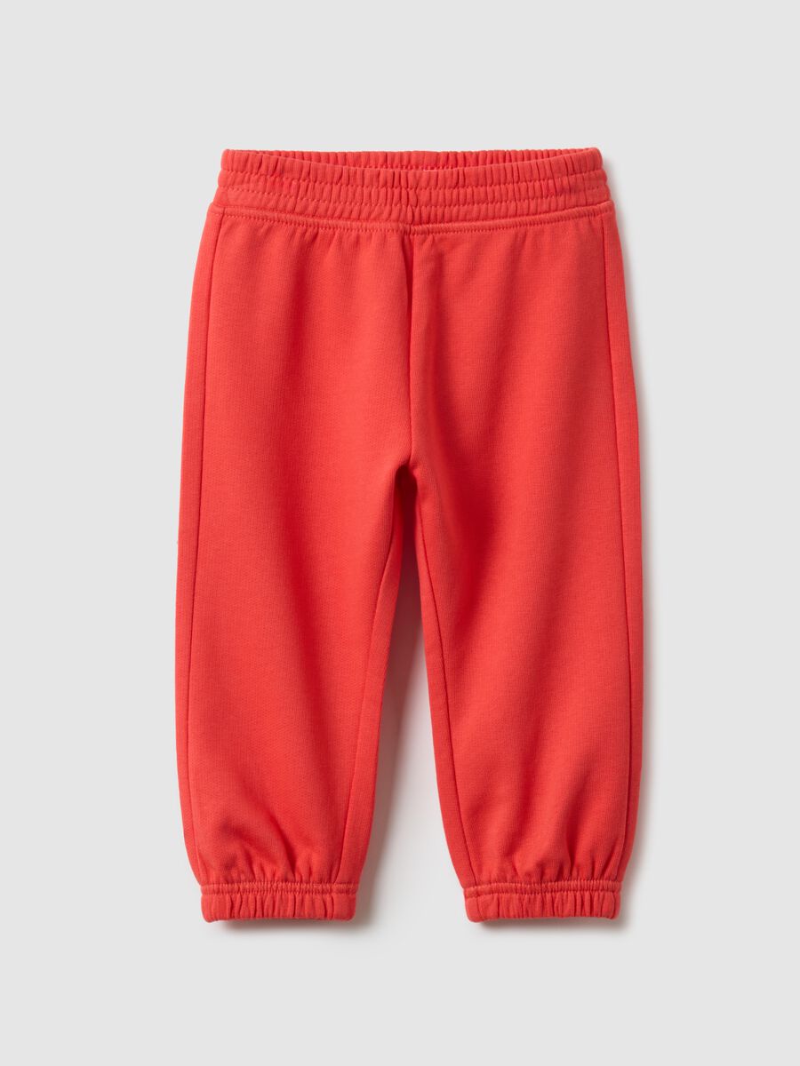 Pantaloni jogger arancioni da bimba in puro cotone regular fit_0