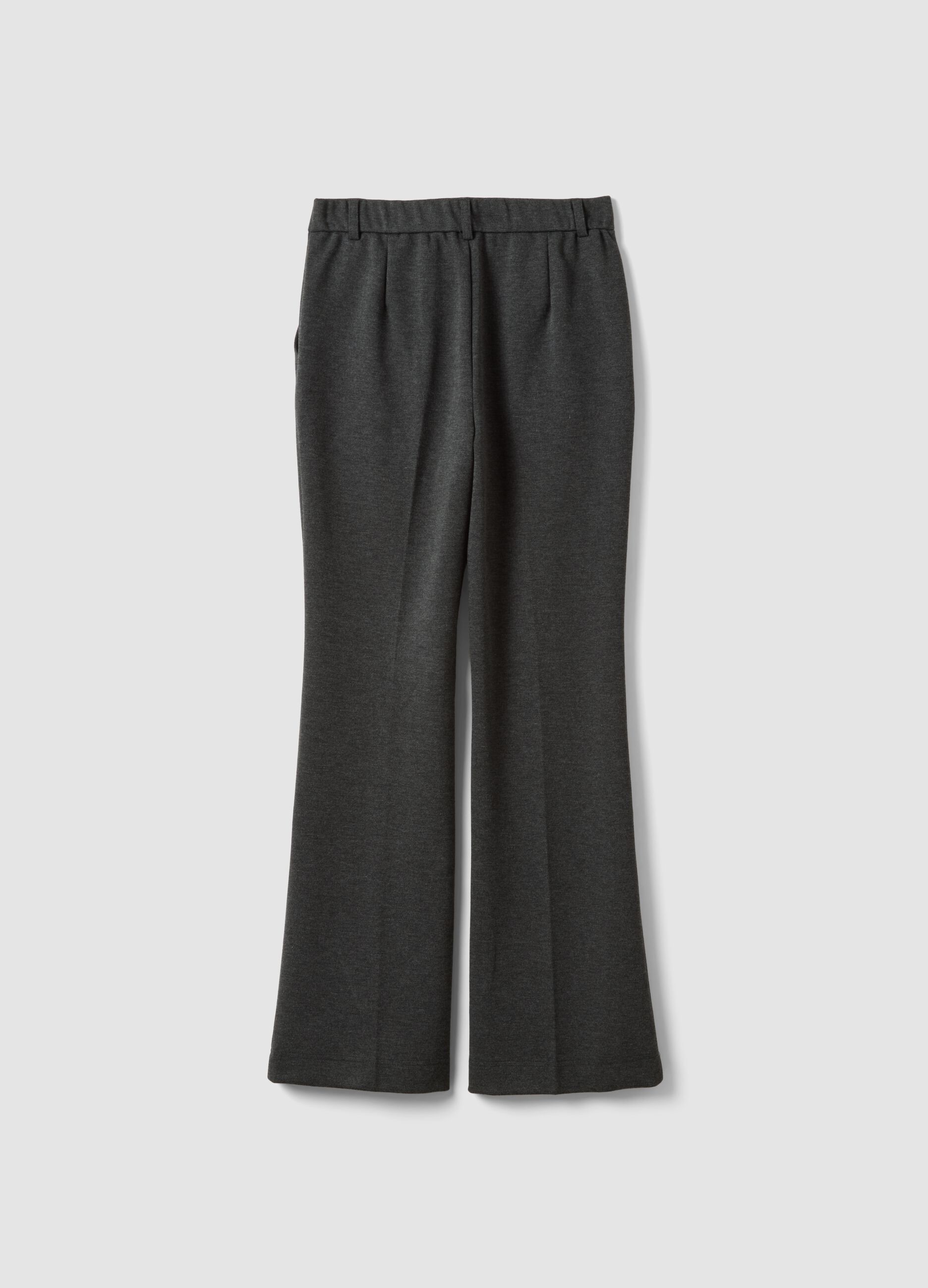 Grey stretch viscose straight-fit trousers