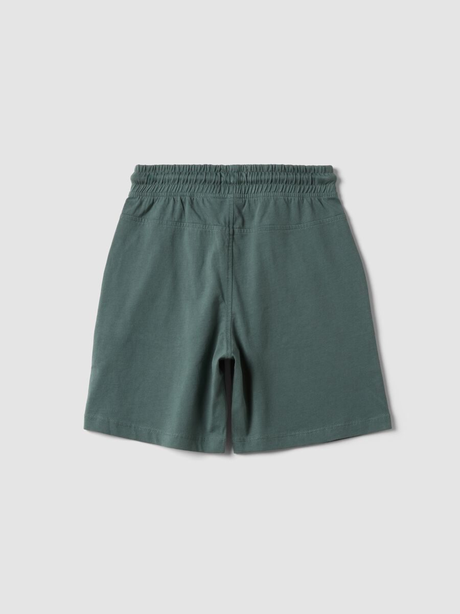 Green organic cotton shorts with elasticated waist_1