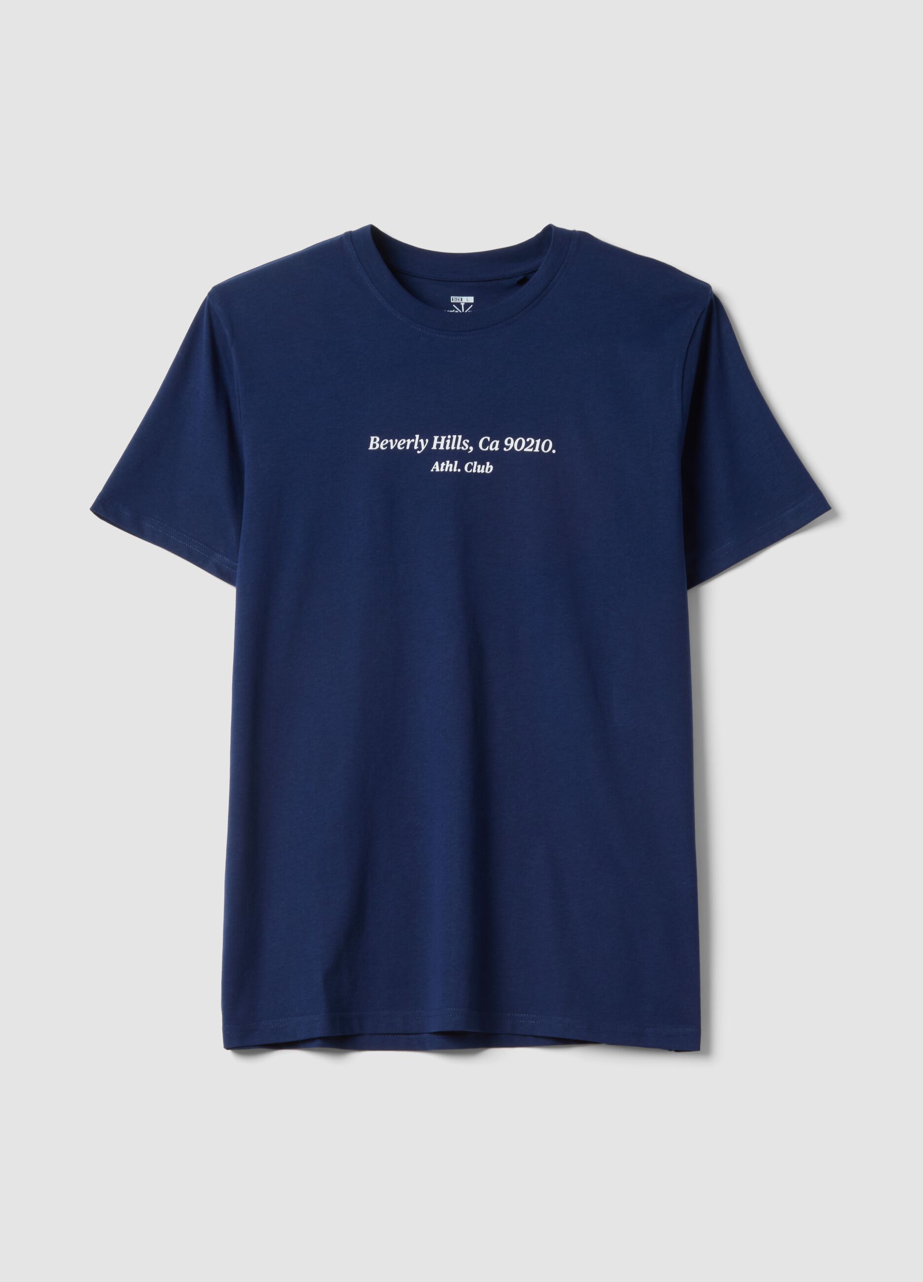 Blue slogan T-shirt in pure cotton, regular fit