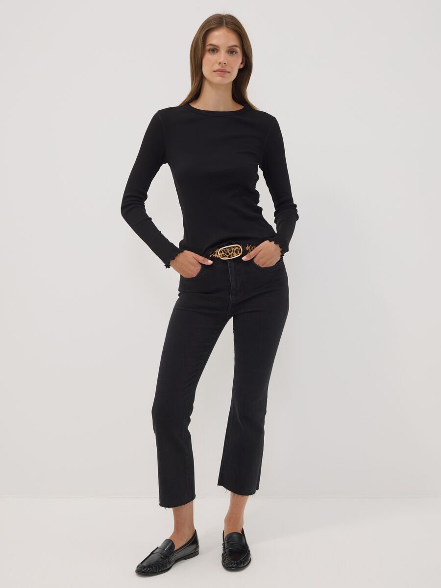 Black stretch-cotton denim flare-fit jeans_1