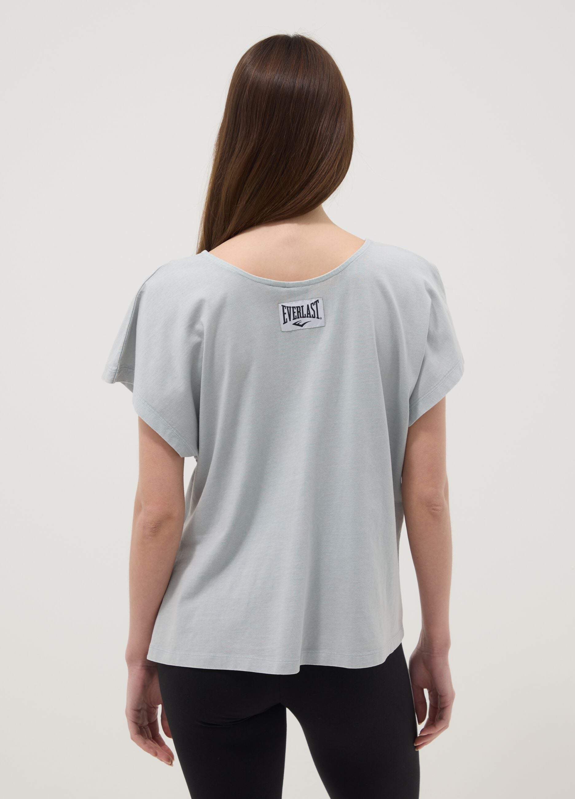 Grey pure cotton T-shirt with regular fit and knot detail