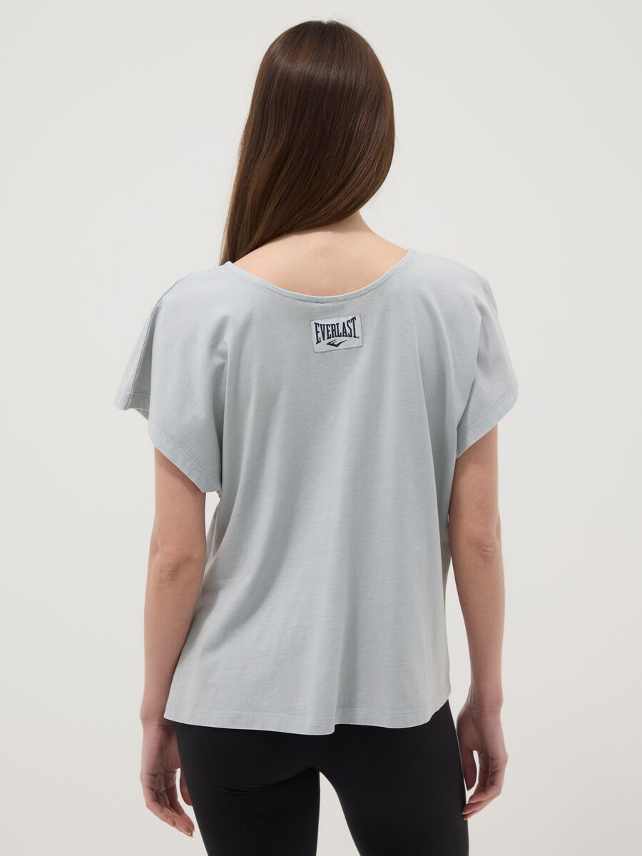 Grey pure cotton T-shirt with regular fit and knot detail_3