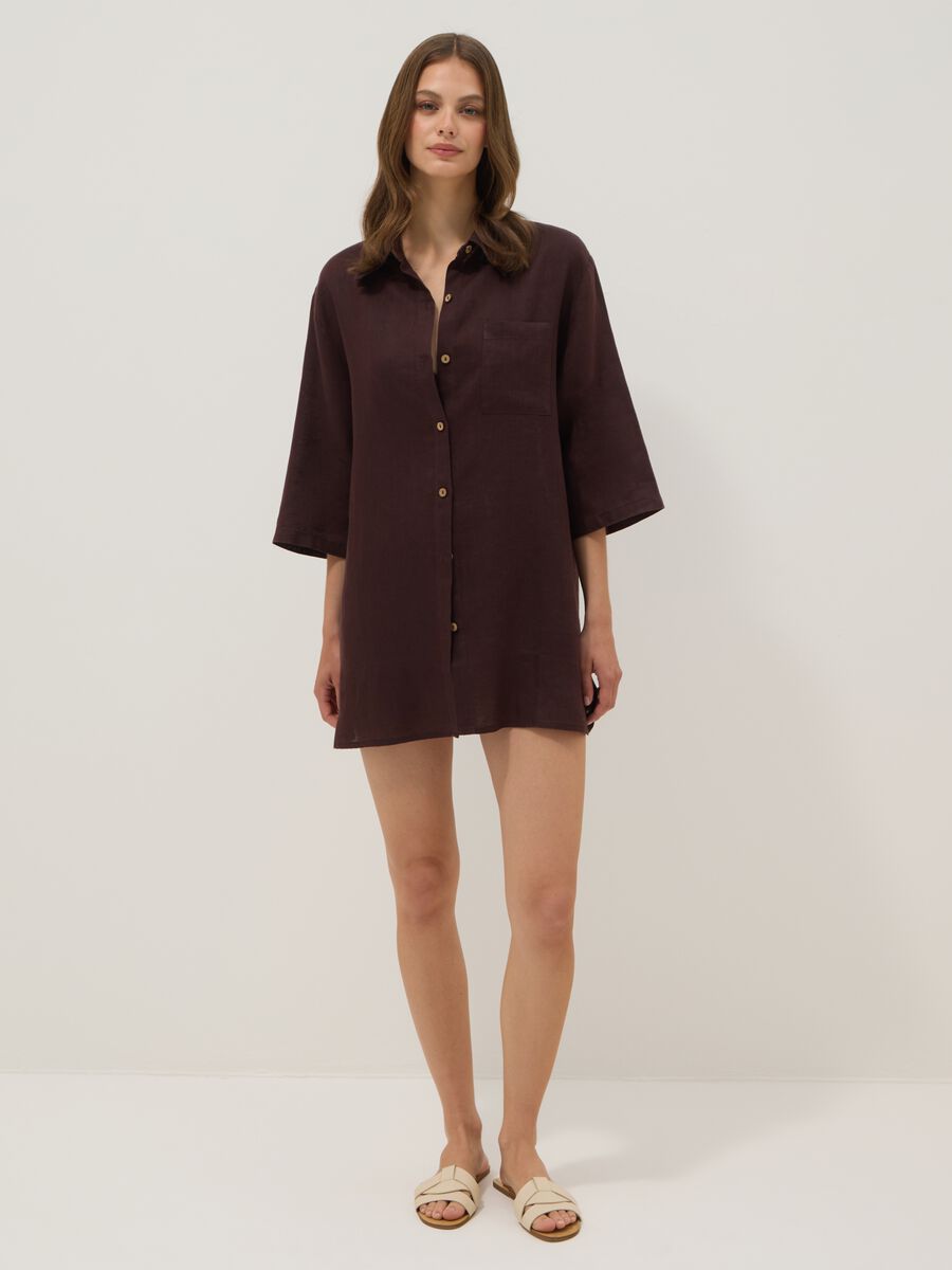 Brown pure linen beach cover-up_2