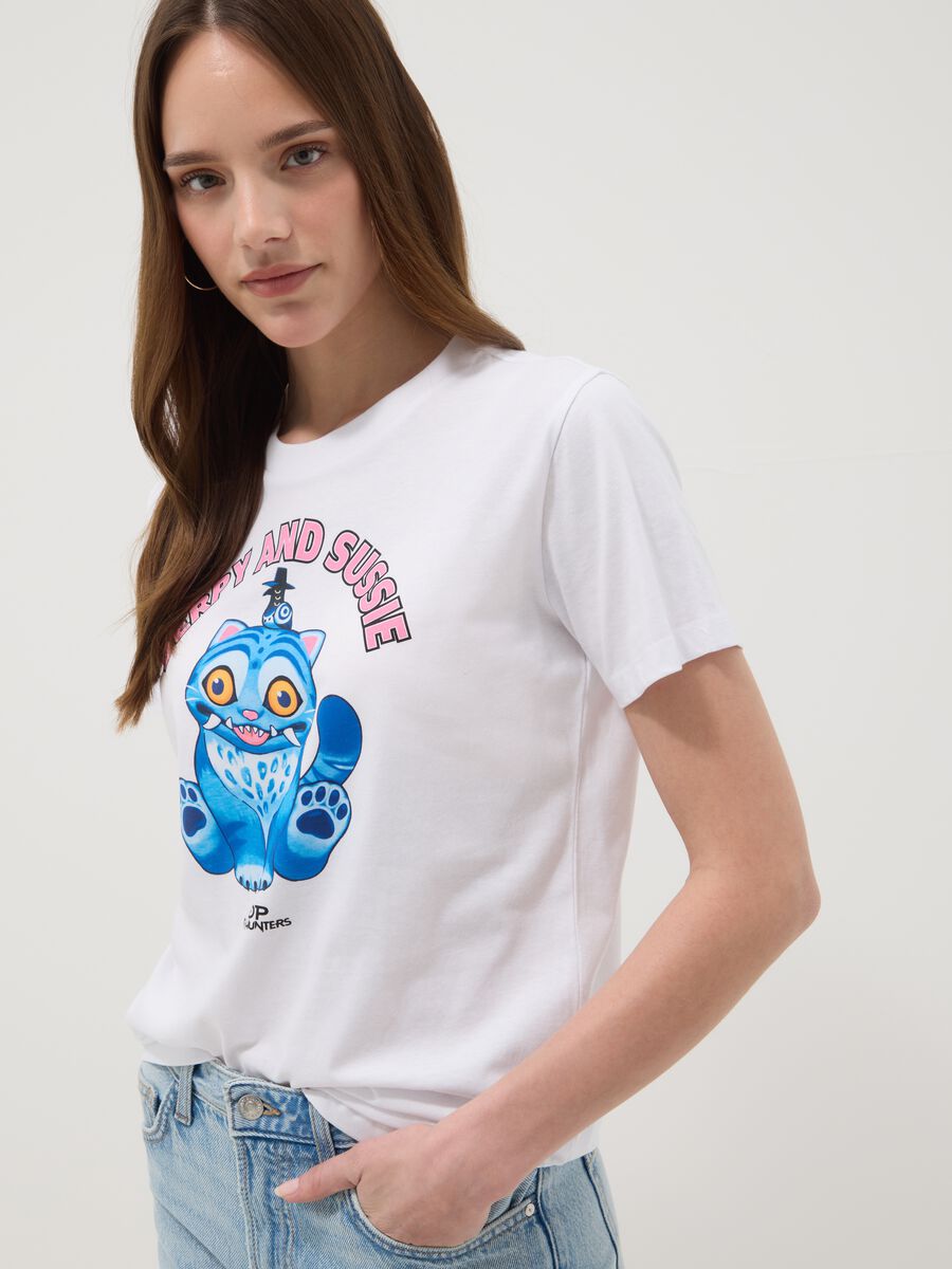 T-shirt in puro cotone bianca regular fit con stampa K-Pop Demon Hunters_2