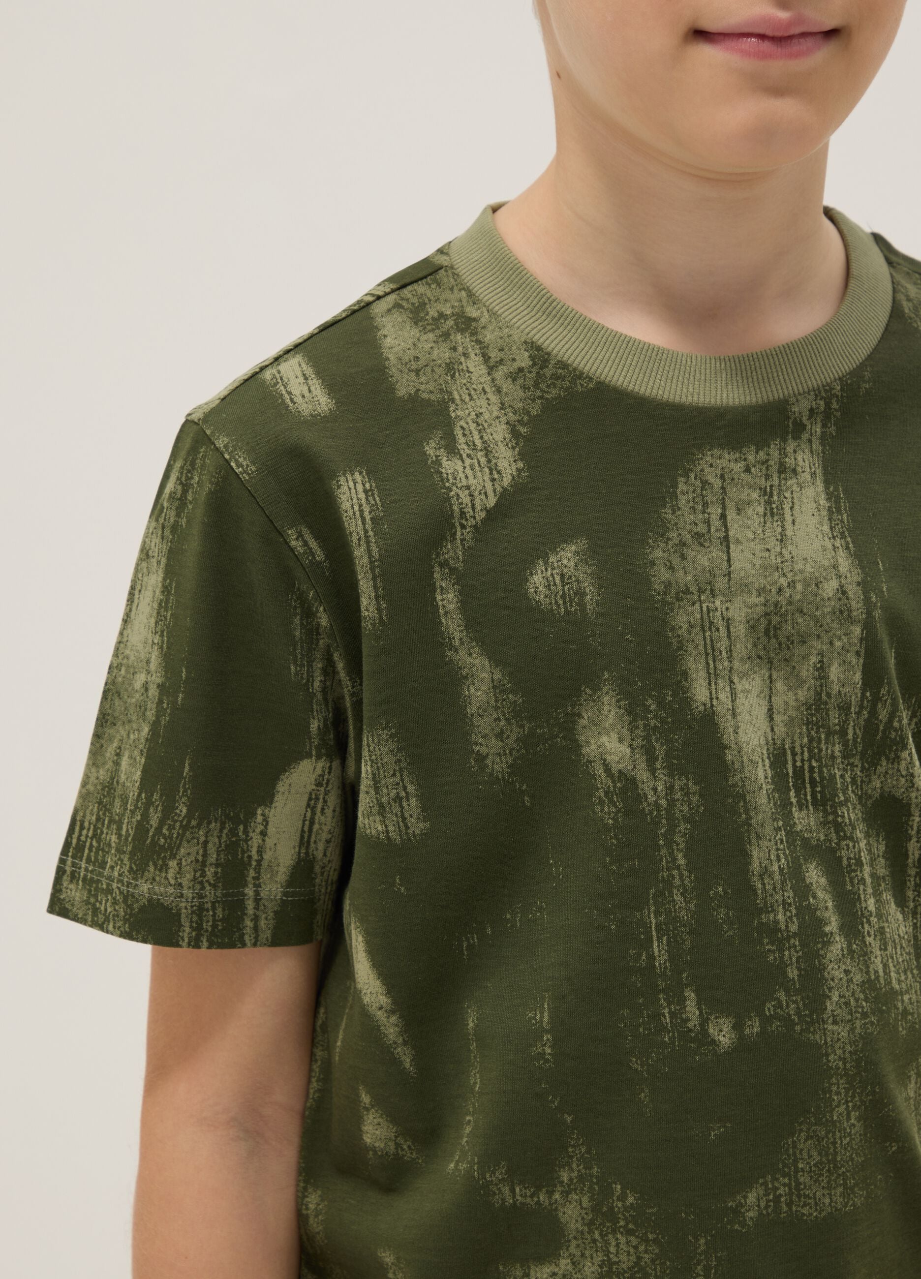 Boys' Green Pure Cotton Regular Fit T-Shirt with Prints