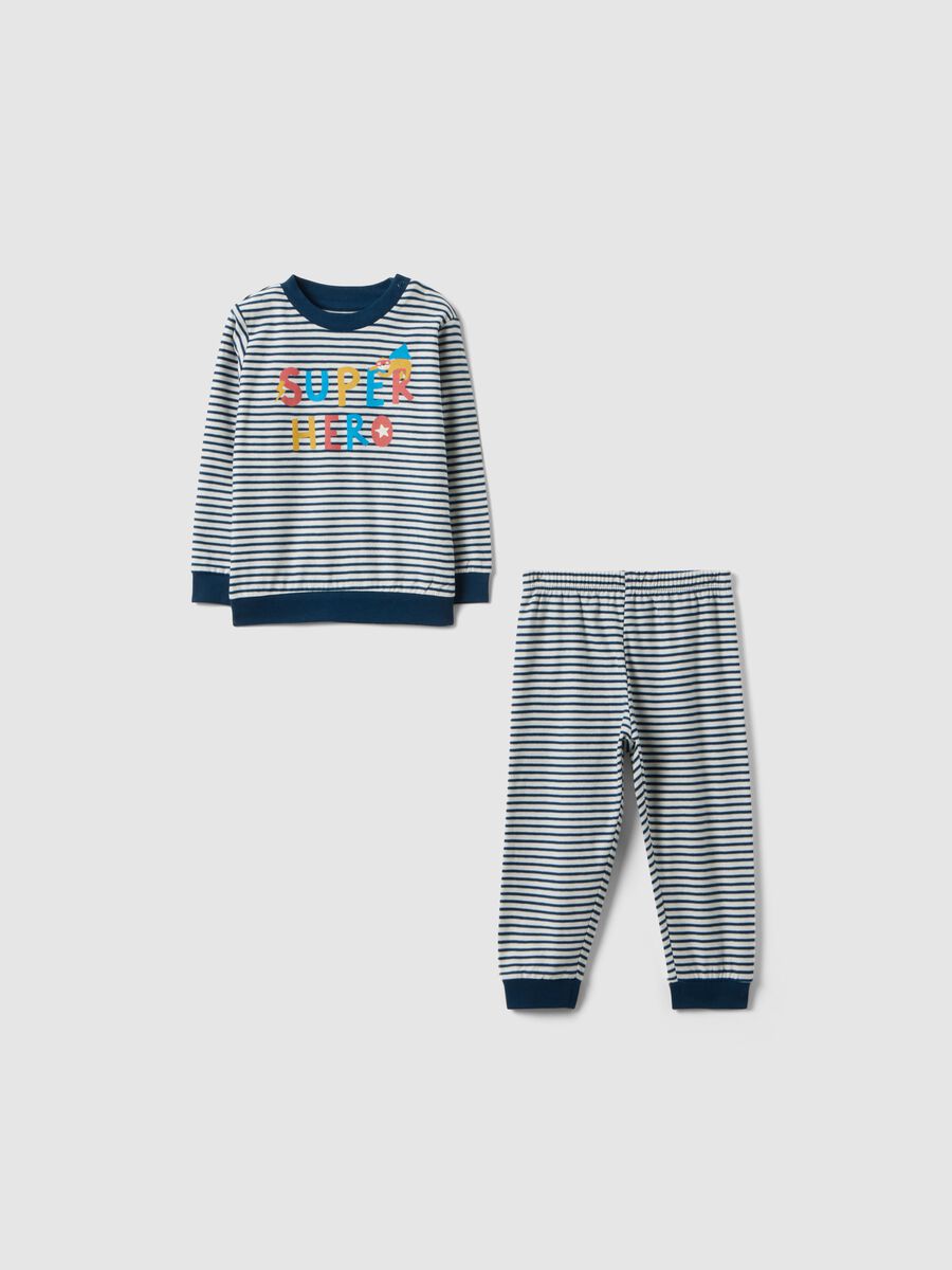 Baby multicolour striped pure cotton pyjamas with print_0