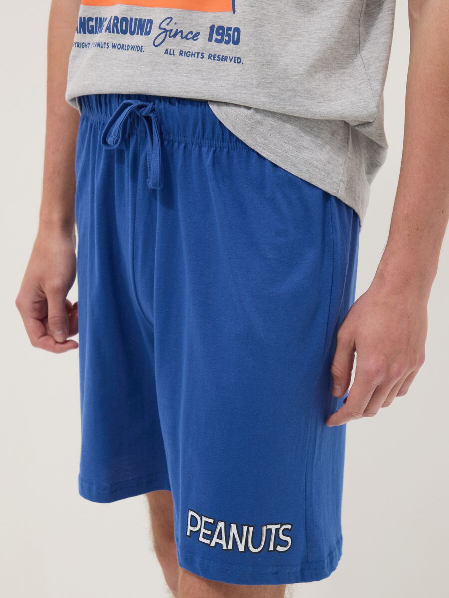 Men's grey short cotton pyjama set with Peanuts print, regular fit_3