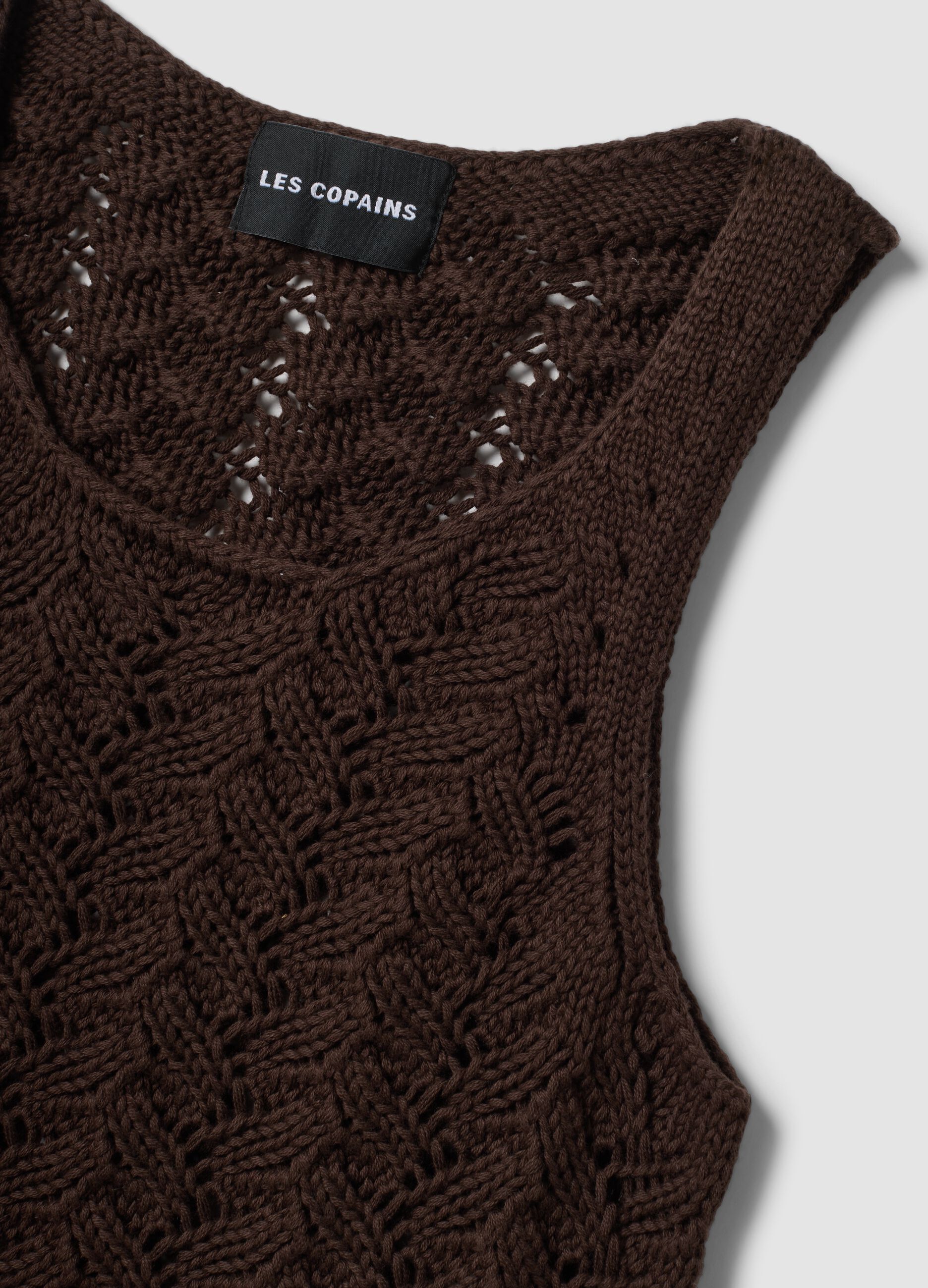 Brown pure cotton crochet tank top