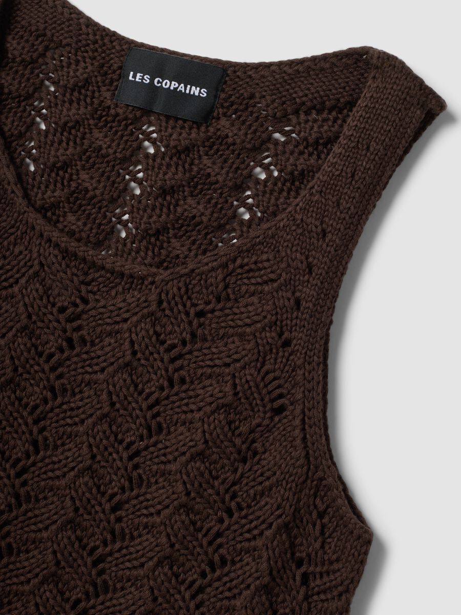 Brown pure cotton crochet tank top_5