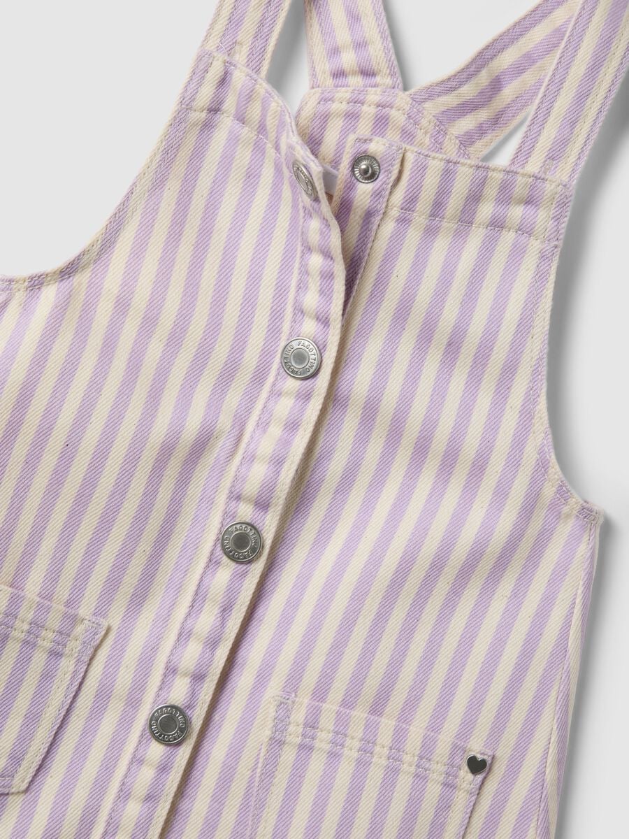 Girls' Regular Fit Multicolor Striped Pure Cotton Dungarees_3