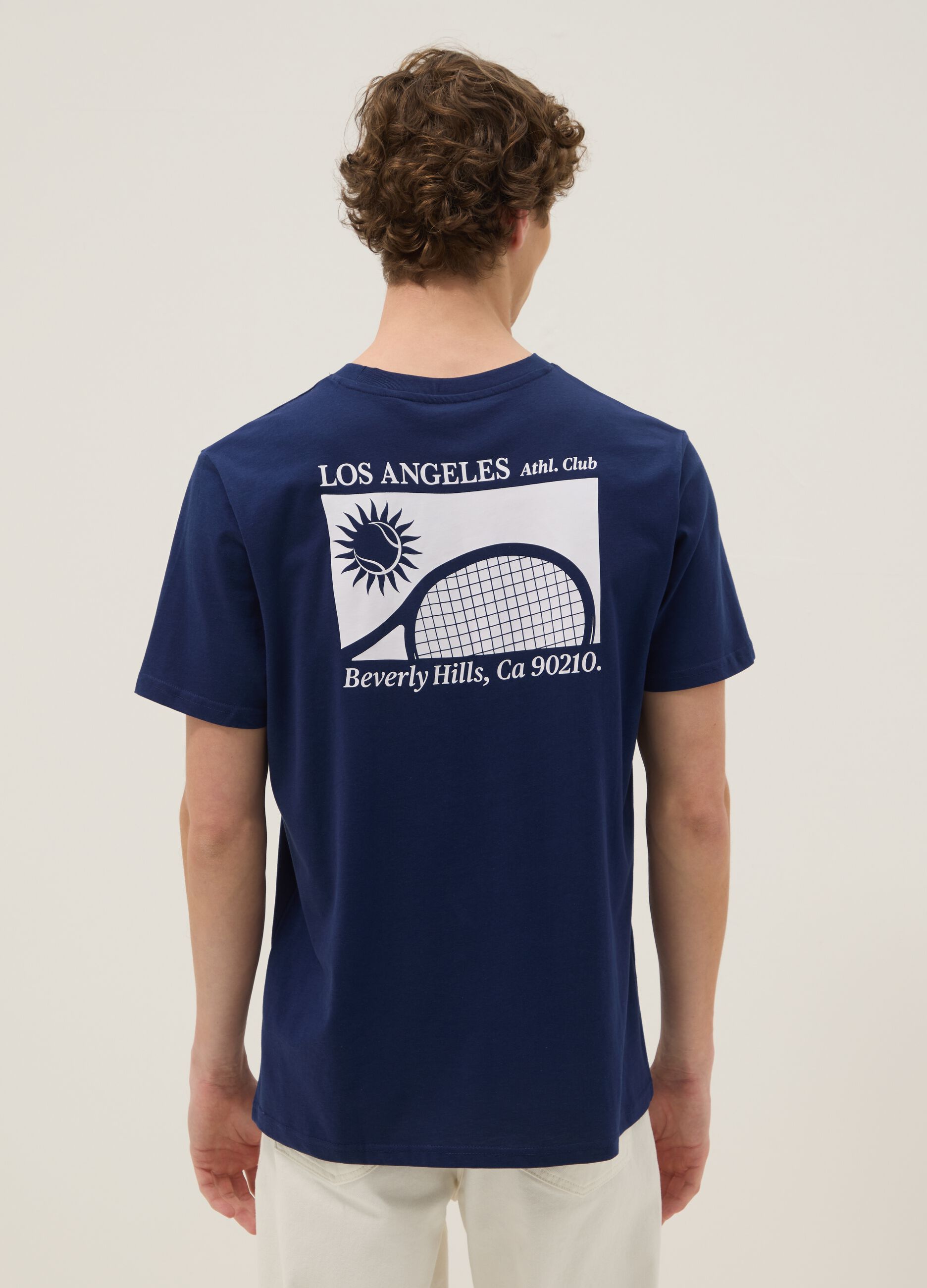 Blue slogan T-shirt in pure cotton, regular fit