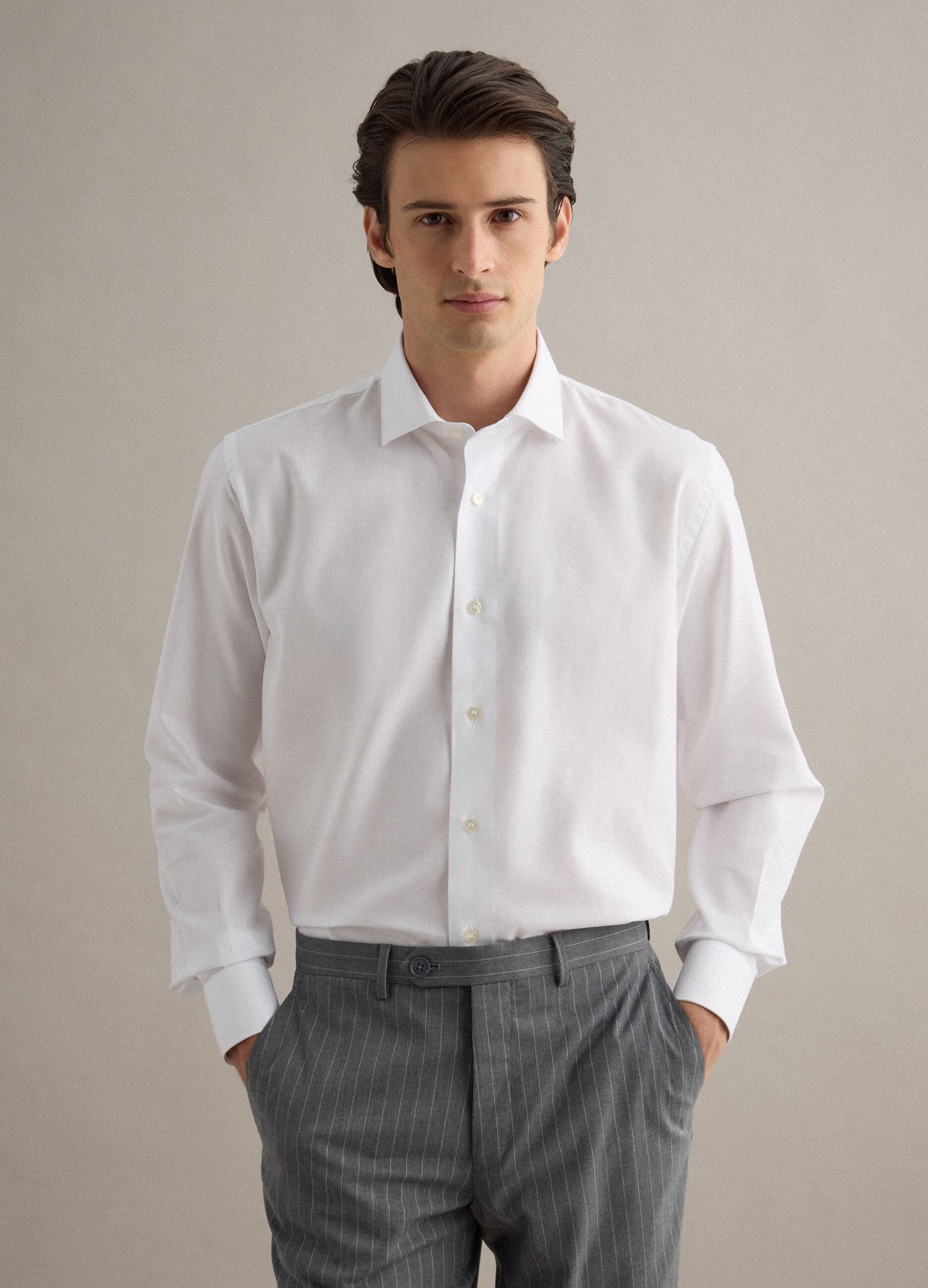 White pure cotton regular fit easy iron shirt