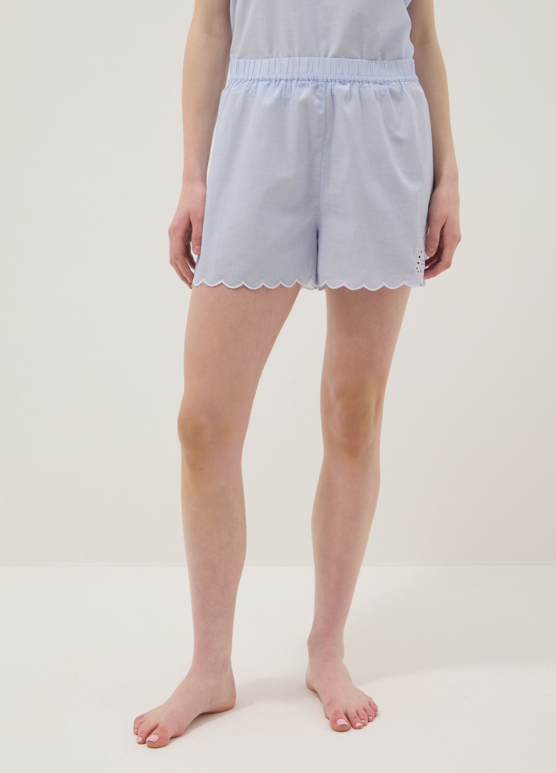Light blue organic cotton pyjama shorts