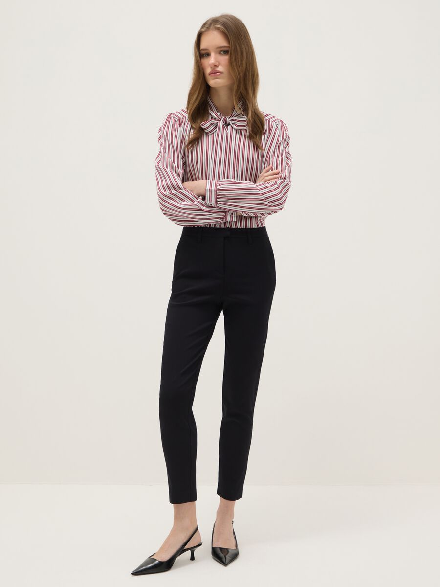 Black slim fit chino trousers_0