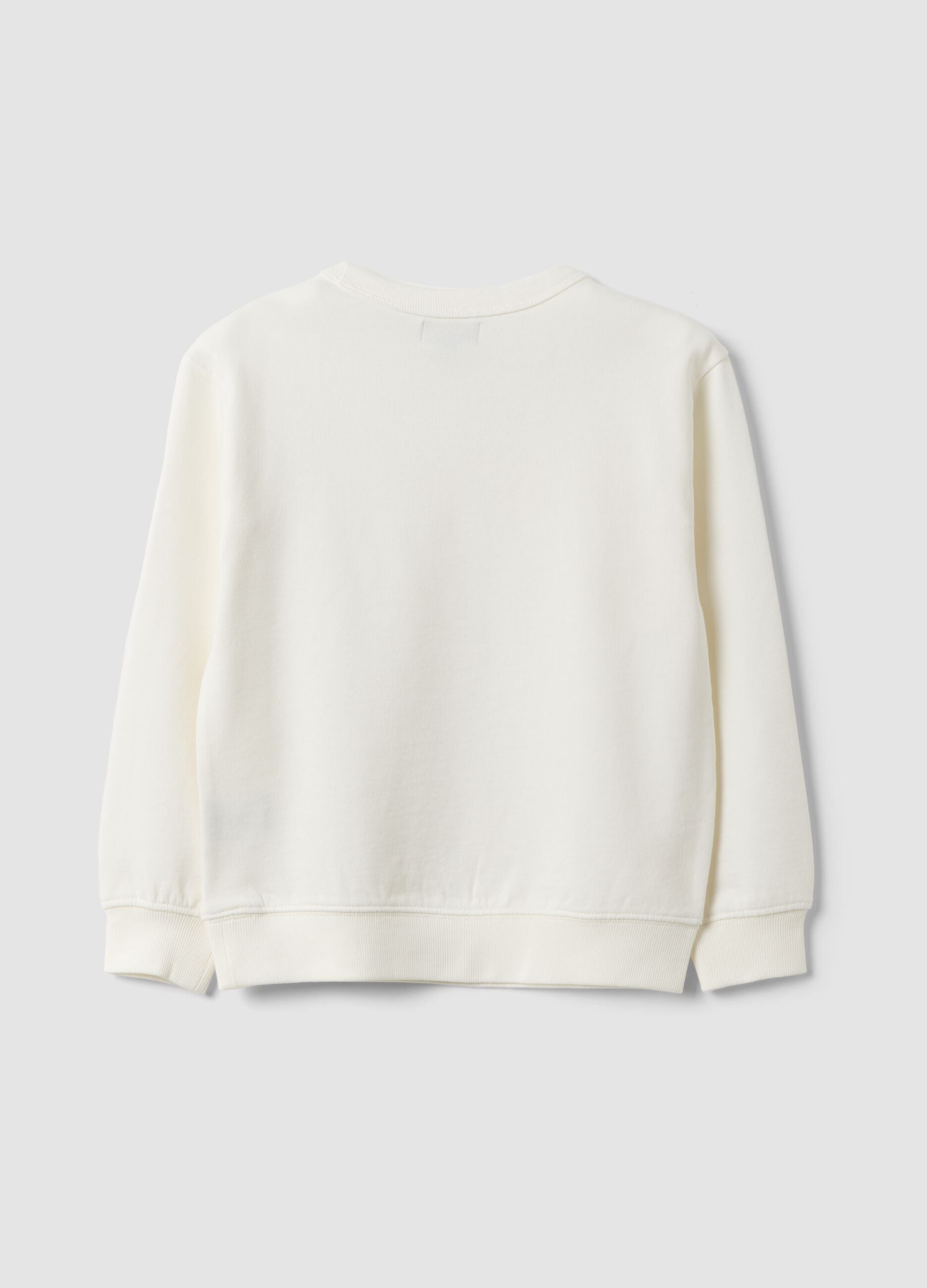 White relaxed-fit pure organic cotton sweatshirt with print for boys