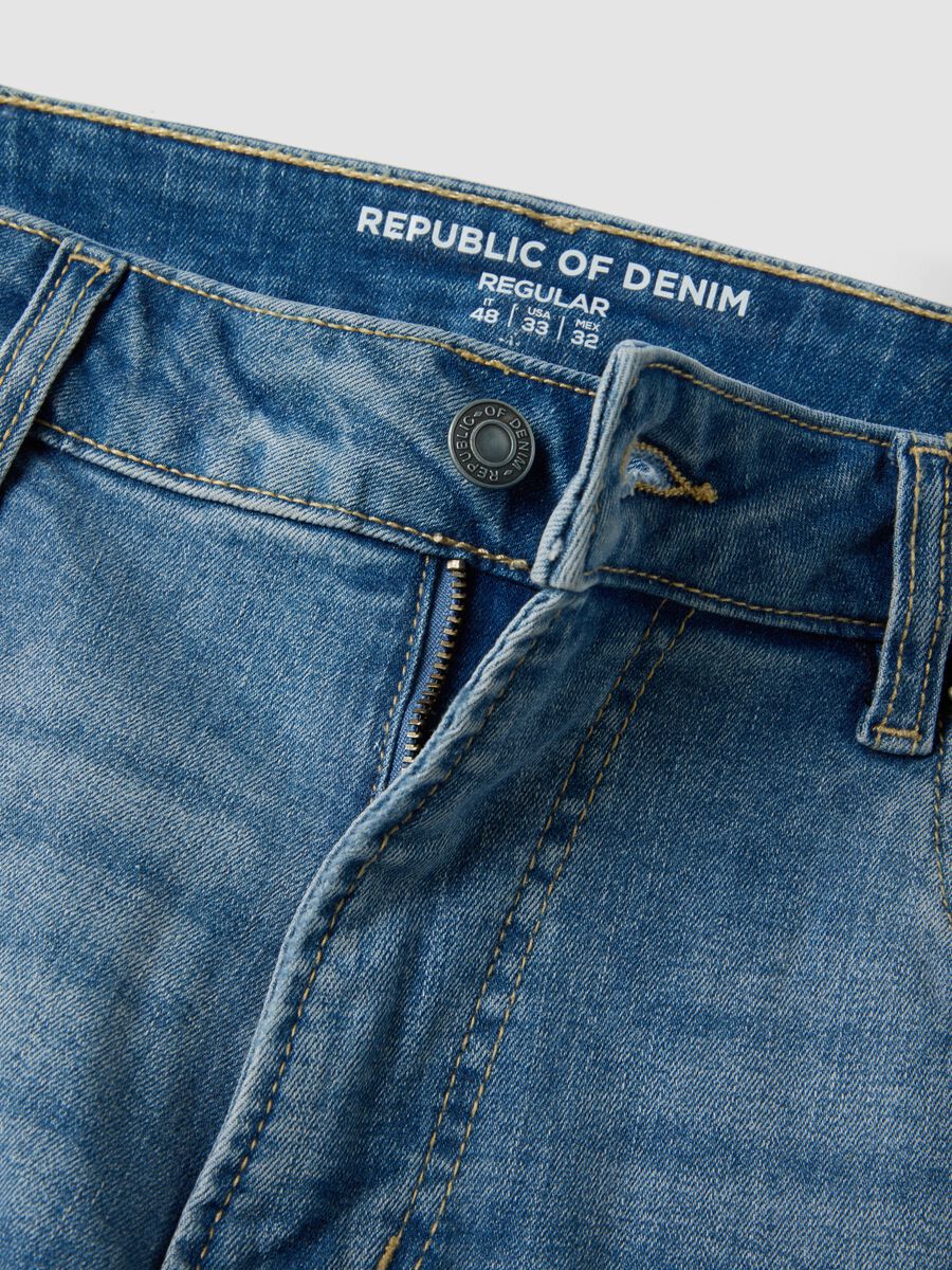 Light blue stretch cotton denim jeans, regular fit_1
