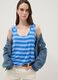 Blue striped stretch viscose tank top_0