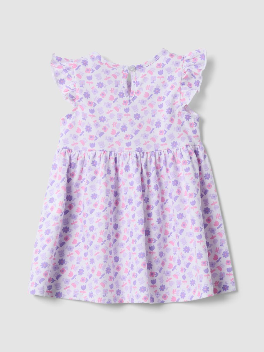Purple pure cotton mini dress with floral print_1