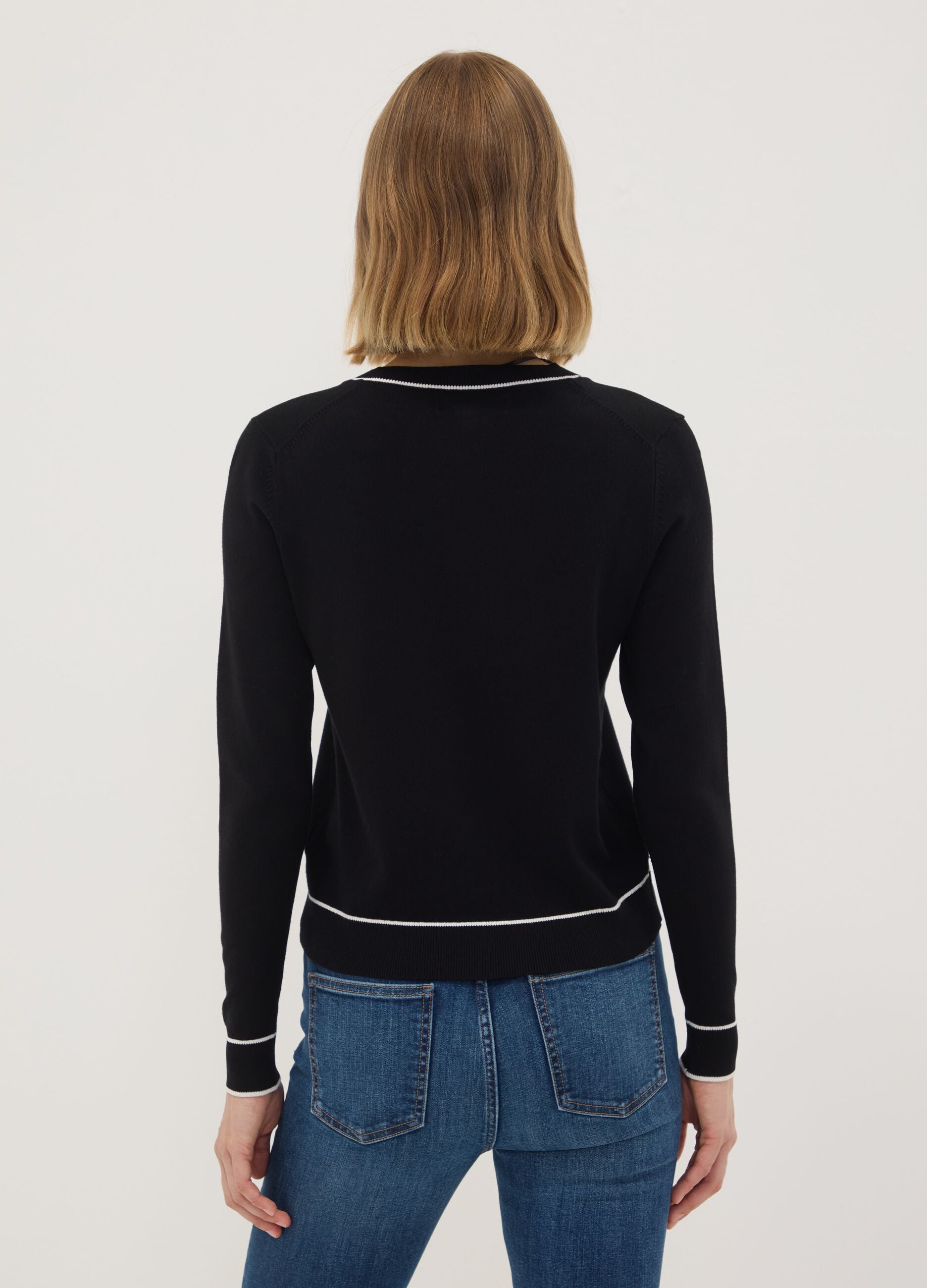 Black stretch viscose regular-fit cardigan
