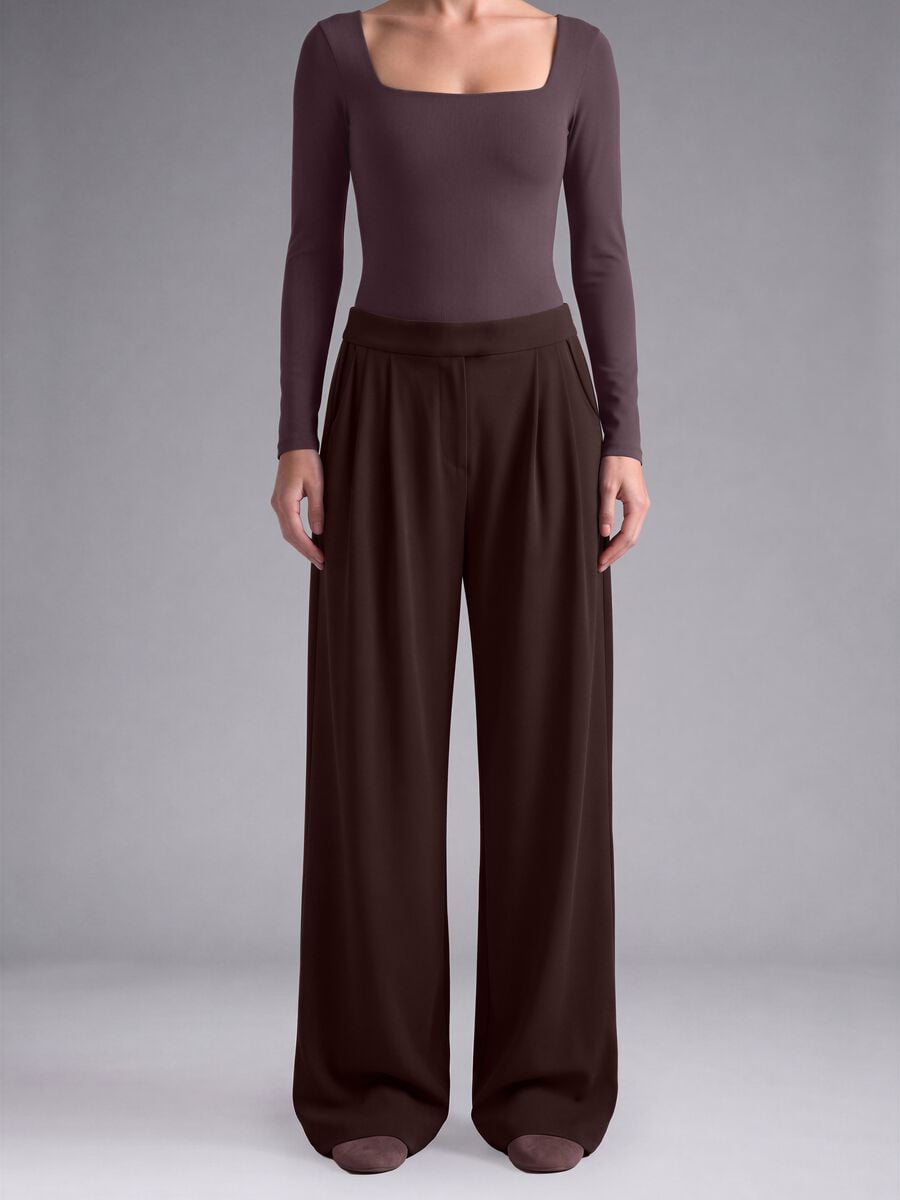 Brown Easy Dry wide-leg stretch trousers ALTAVIA STUDIO_1