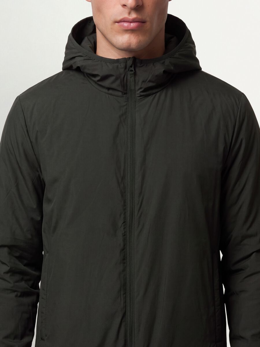Giubbotto verde militare con cappuccio e zip_3