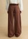 Brown striped wide-leg trousers in pure cotton_2