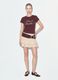 Brown fitted stretch-cotton T-shirt with rhinestone embellishments_0
