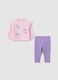 Pink and purple cotton blend girl's outfit_0