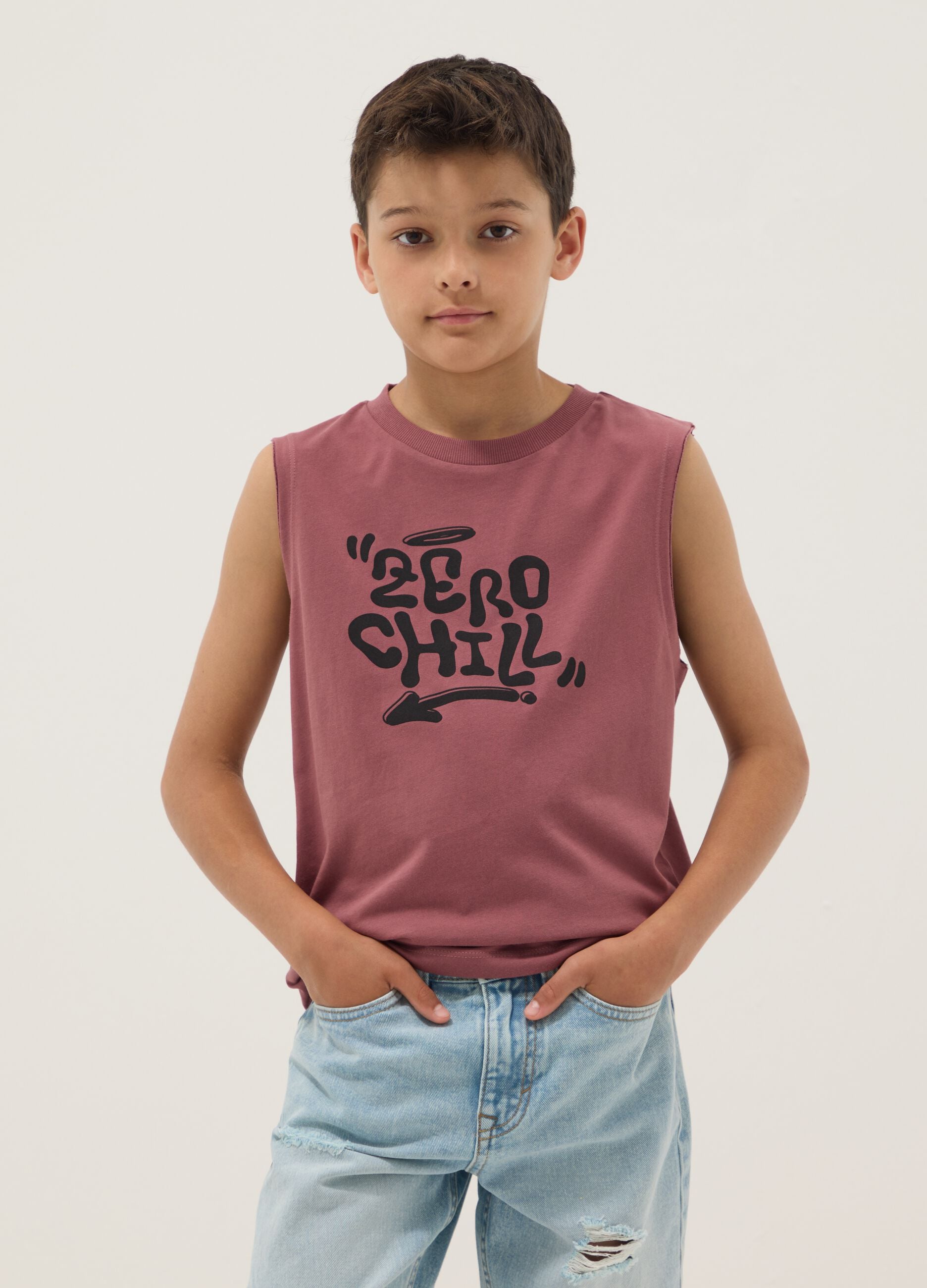 Pink organic cotton vest top