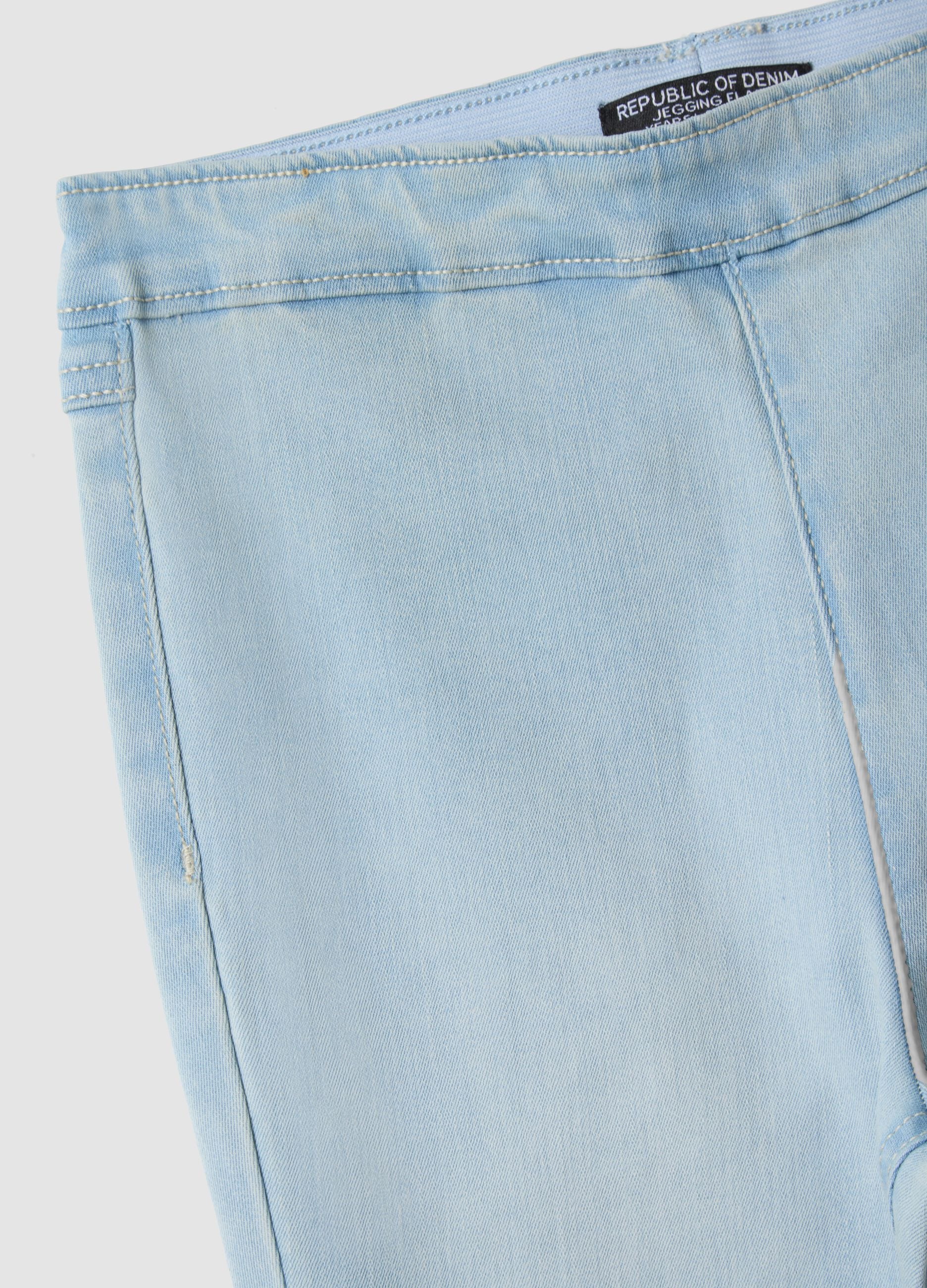 Blue flared jeggings in stretchy cotton and viscose for girls