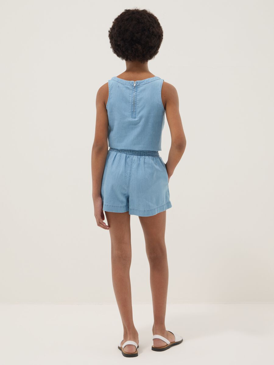 Light blue pure cotton denim shorts for girls, regular fit_1