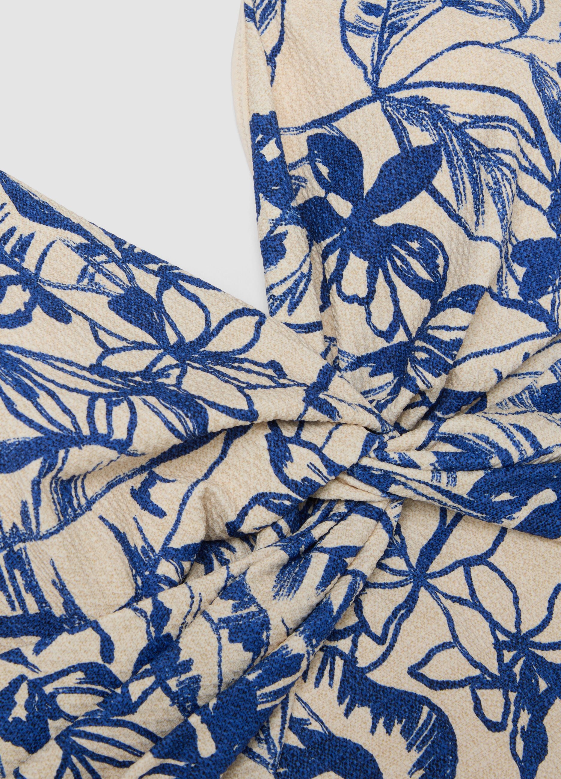 Blue floral-print stretch swimsuit