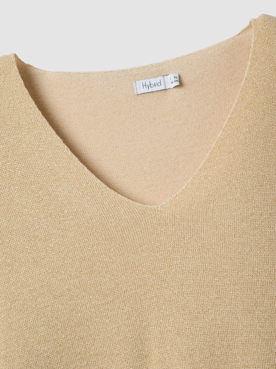 Maglia in misto modal beige regular fit con design scintillante_5