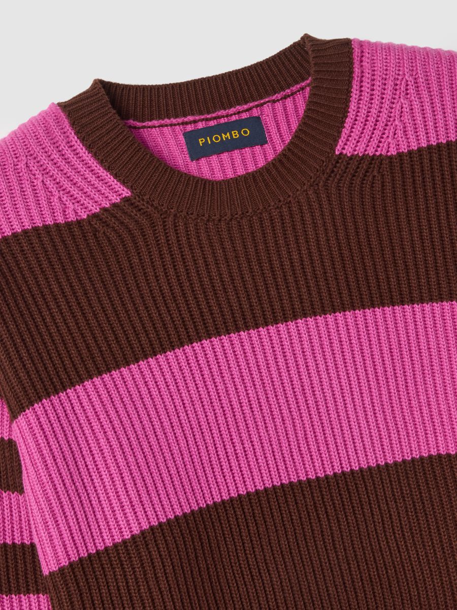 Maglione girocollo a righe multicolor in misto cotone regular fit_5