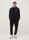 Black regular fit hoodie with front zip collar_0