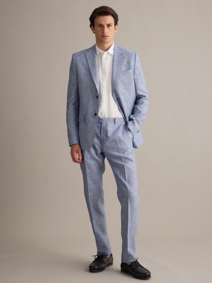 Light Blue Pure Linen Trousers_0