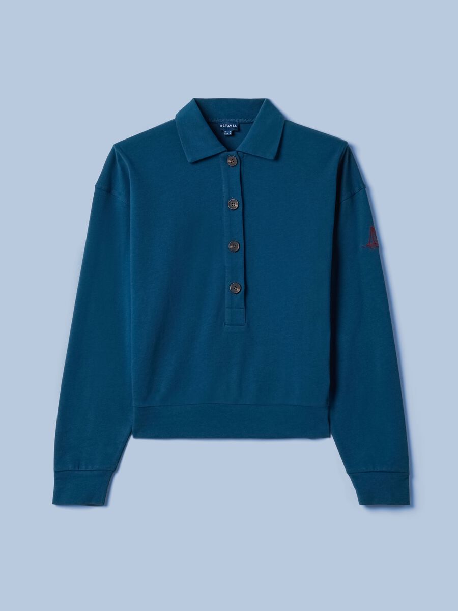 ALTAVIA SAILING blue long-sleeve polo shirt in pure cotton_4