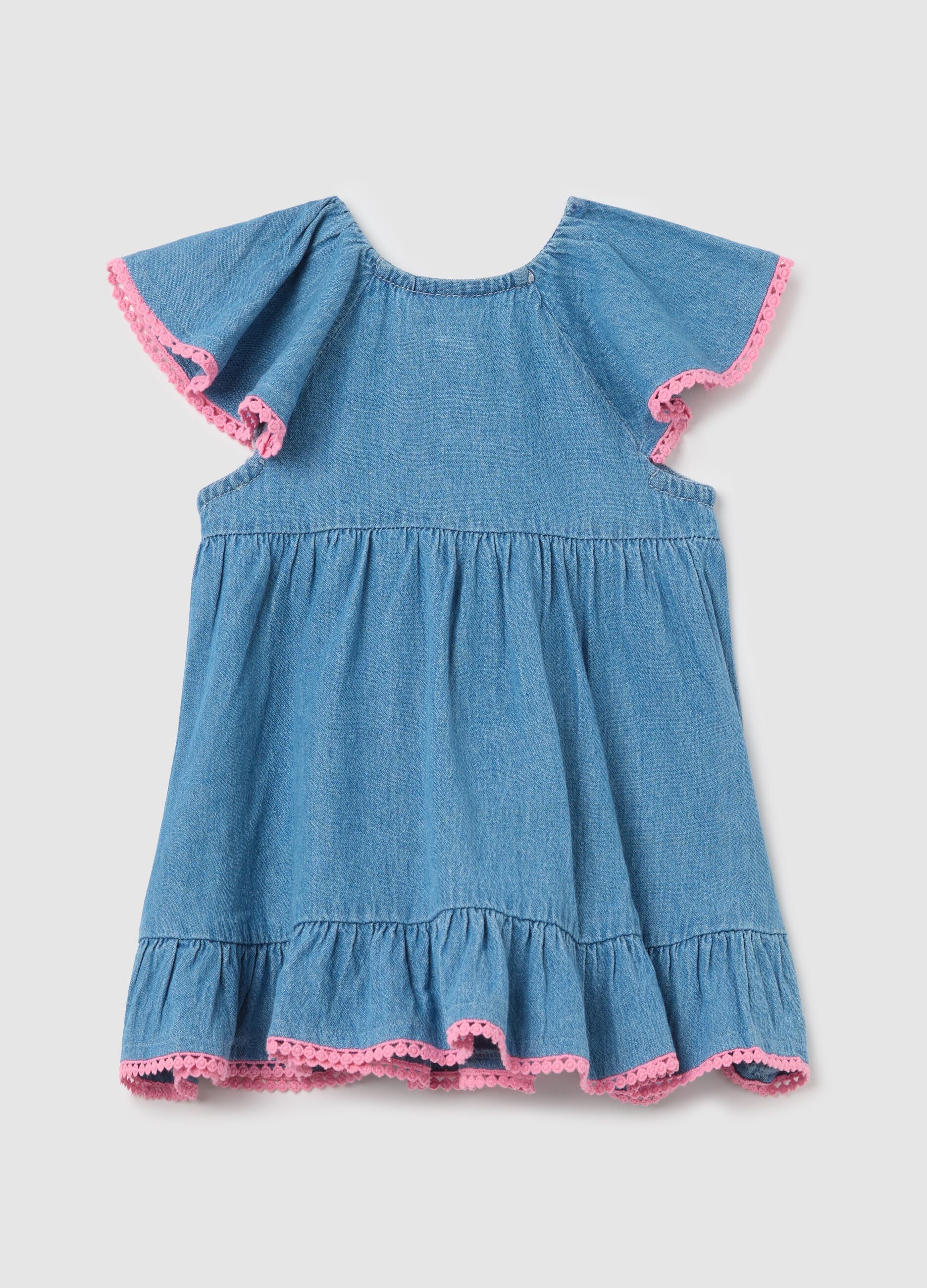 Denim dress with bows