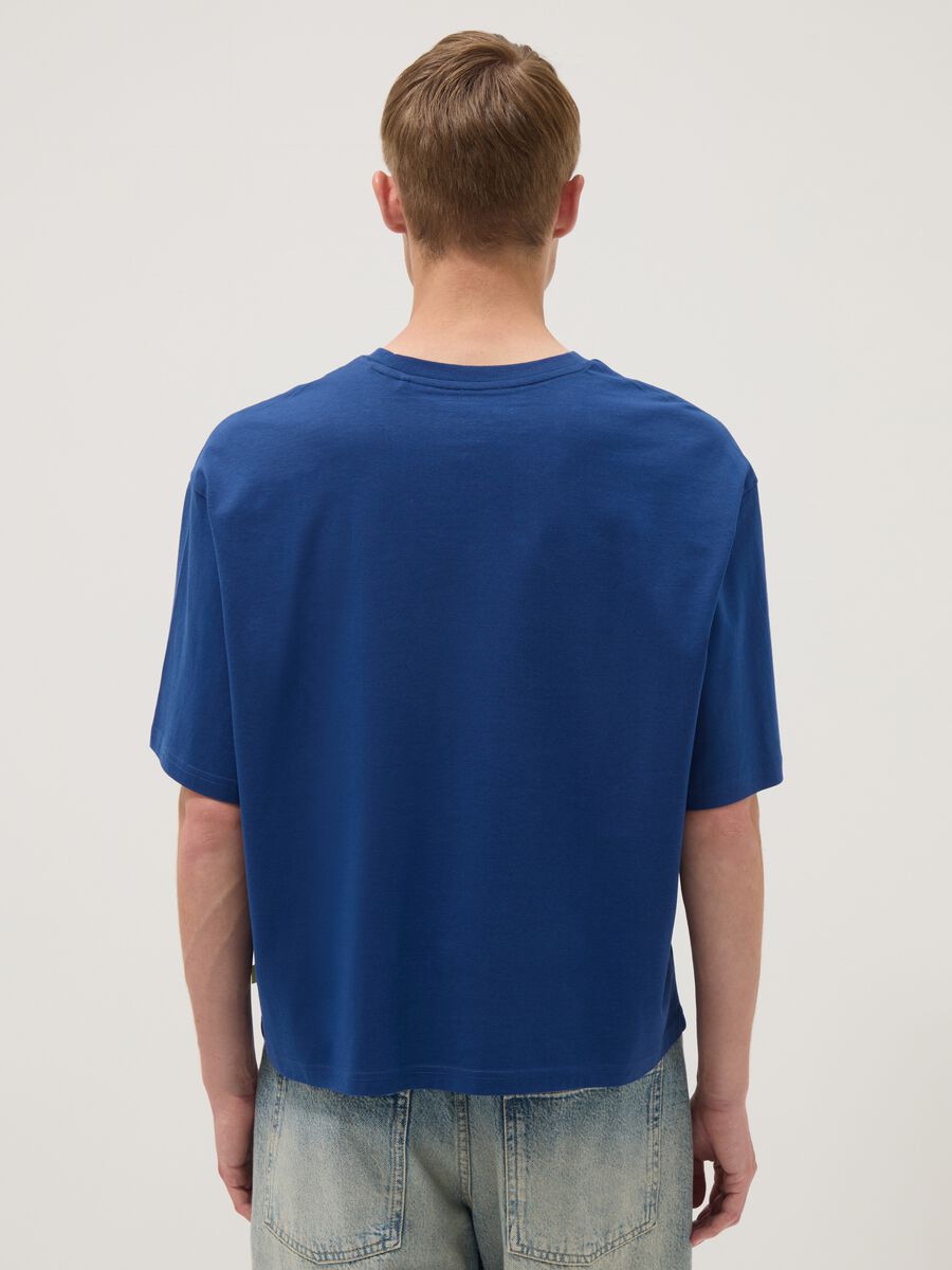 Blue pure cotton short-sleeve T-shirt_3