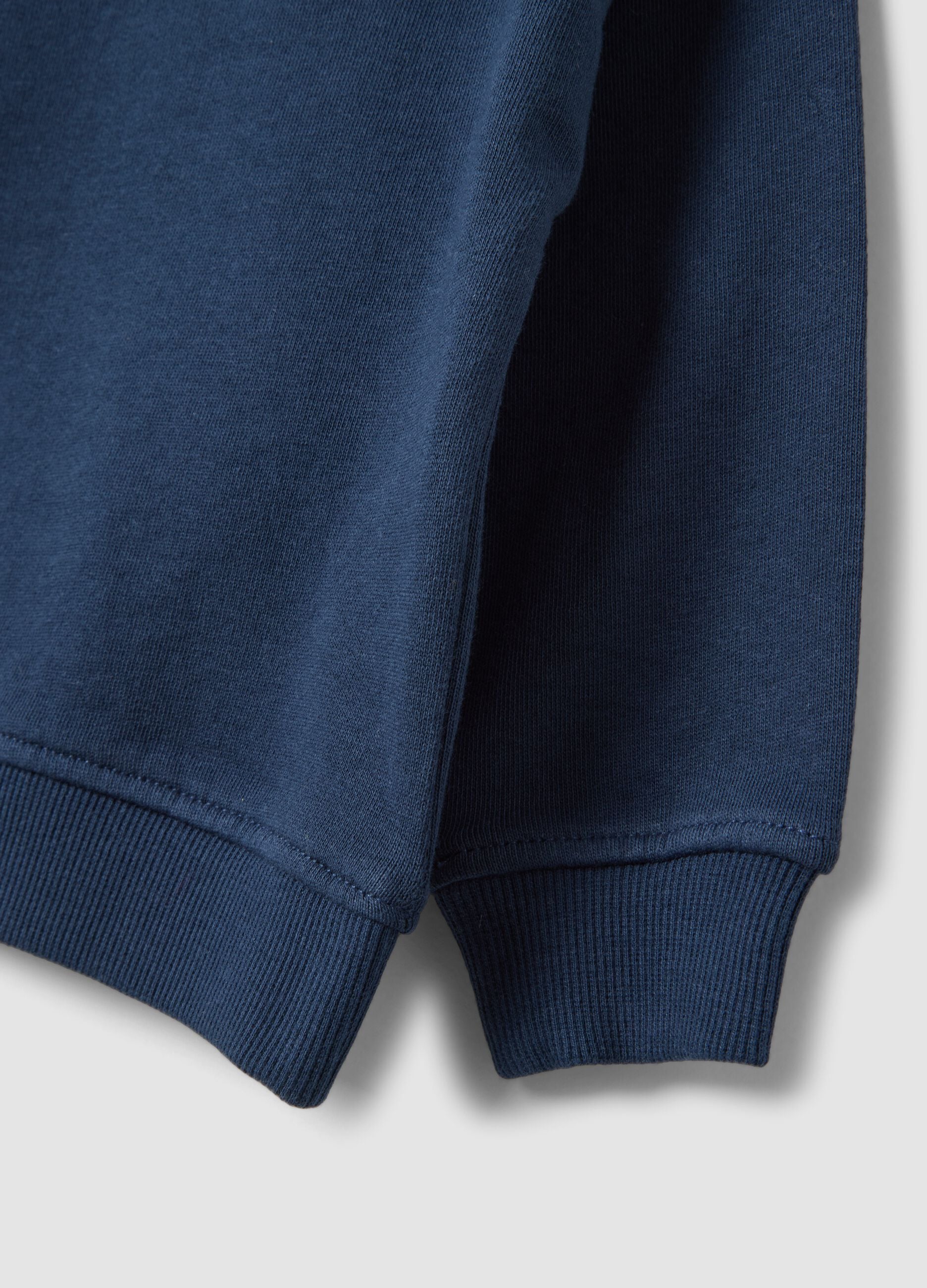 Blue oversized organic cotton crew-neck sweatshirt for baby boy