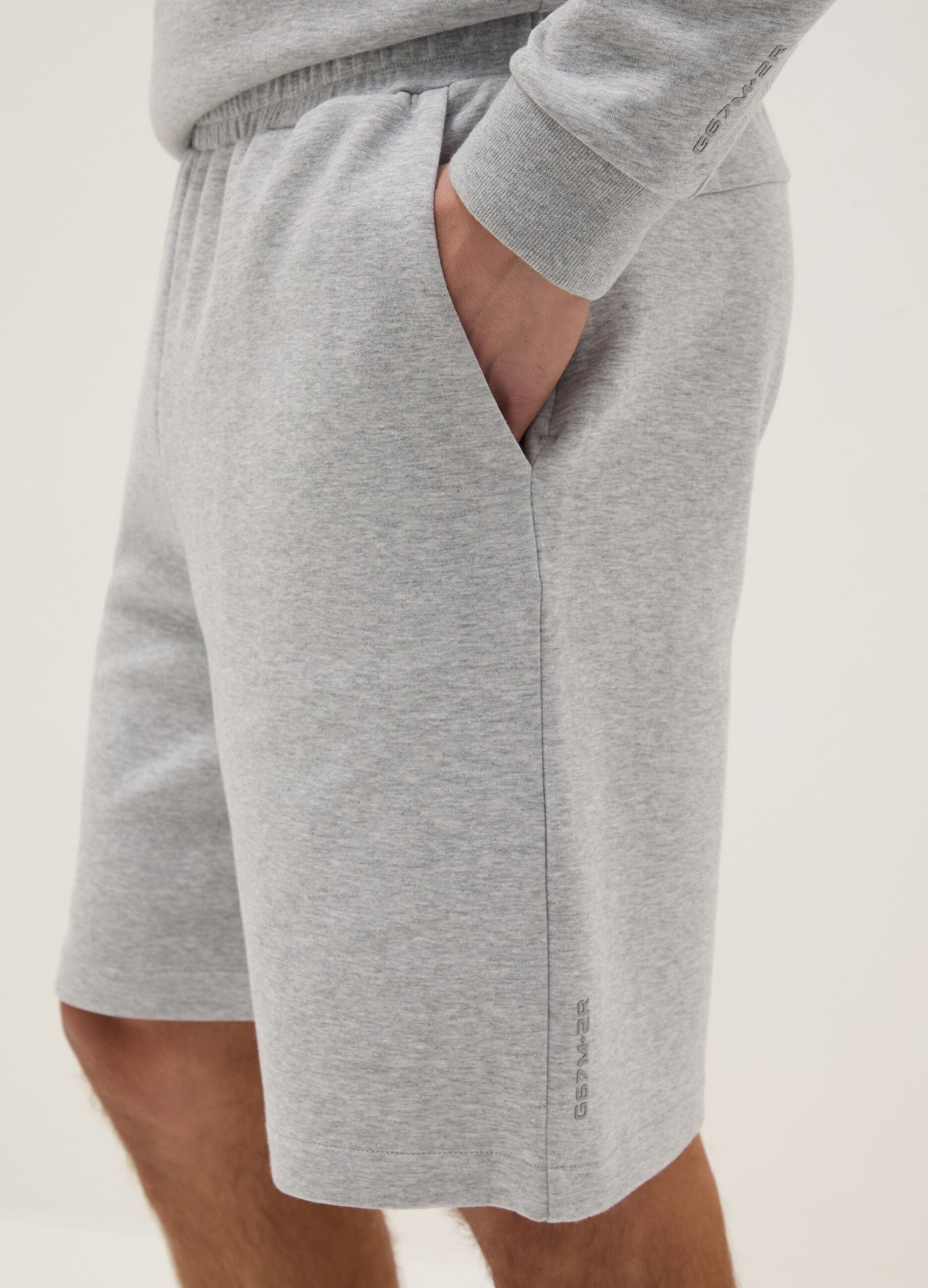Grey Stretch Cotton Regular Fit Bermuda Shorts