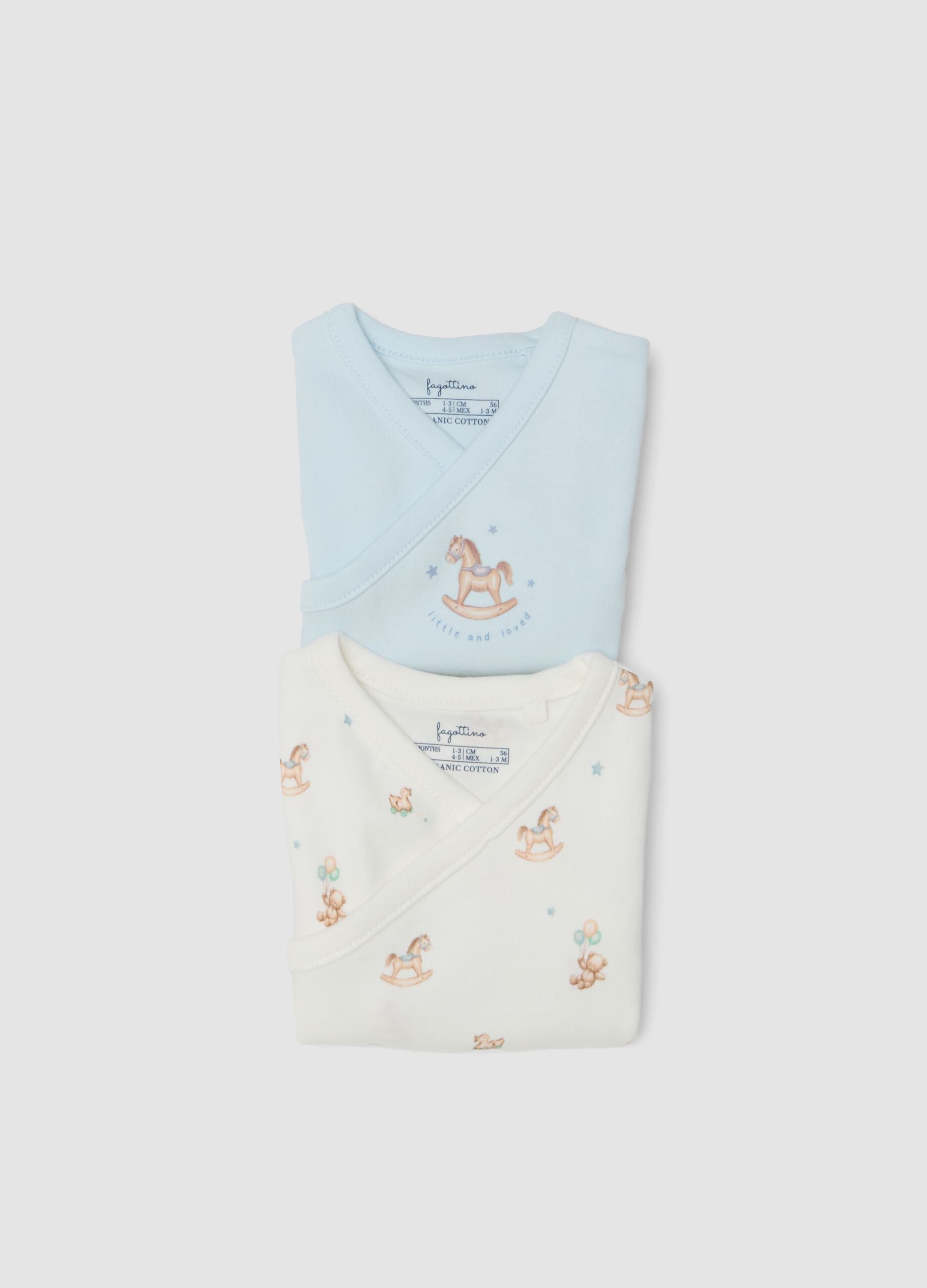 2-pack of multicolour organic cotton baby bodysuits with print